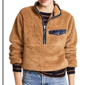 ANINE BING Sierra Sherpa Fleece Pullover Toast Brown (XS)